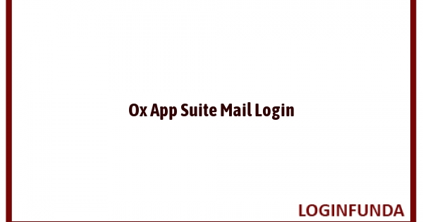 Ox App Suite Mail Login